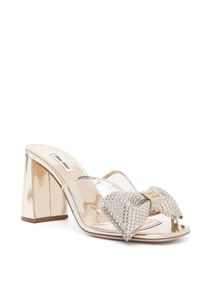 Gold 85 Crystal Bow Pvc Mules