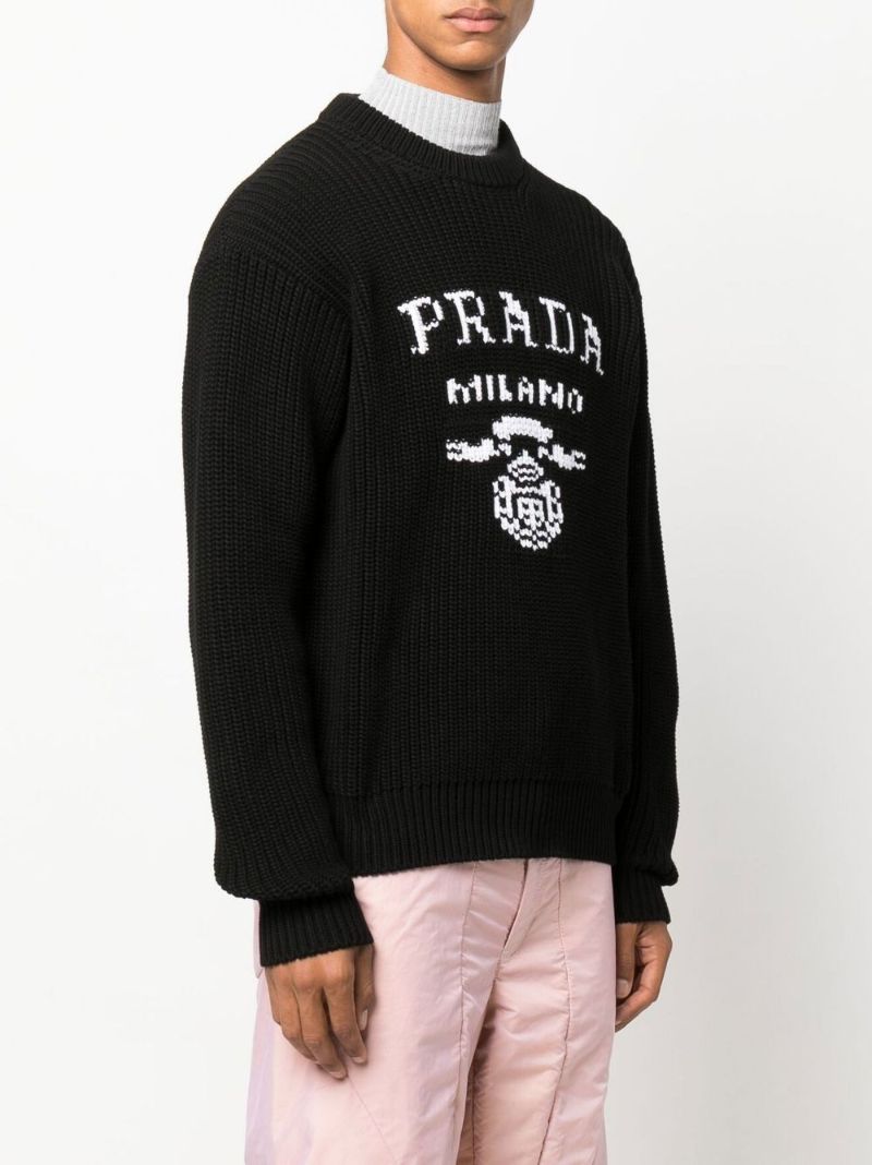 Black Logo Cotton Knit Sweater