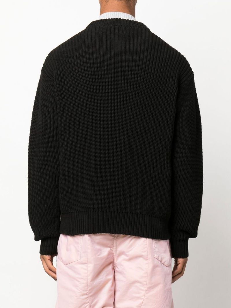 Black Logo Cotton Knit Sweater