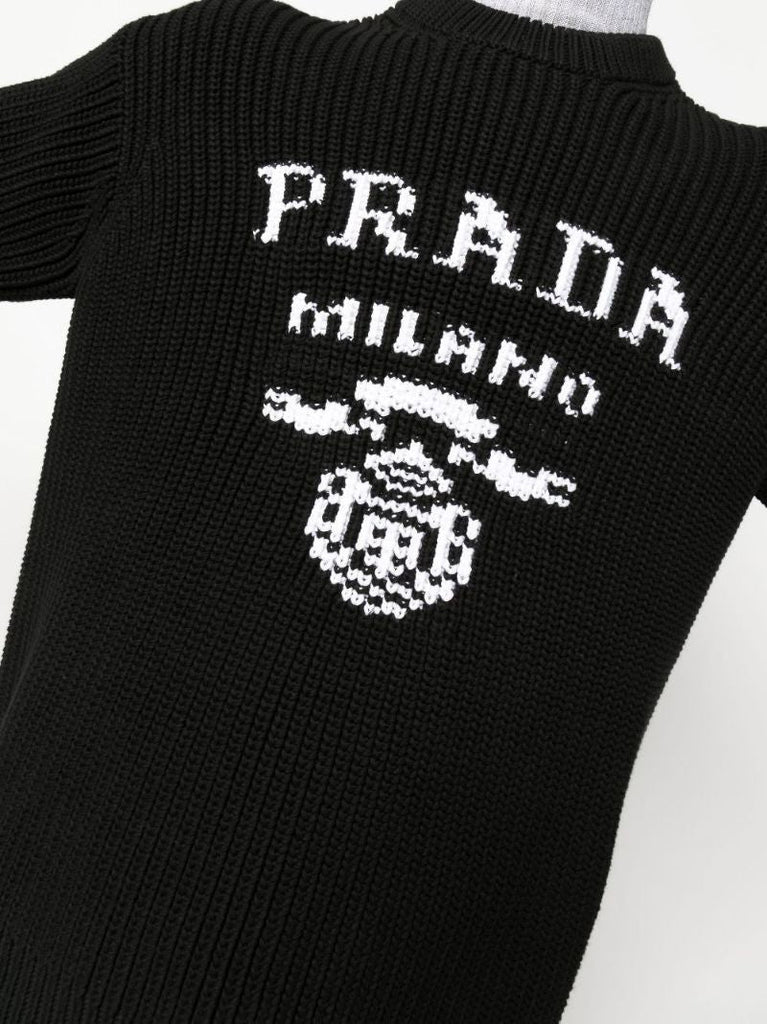 Black Logo Cotton Knit Sweater