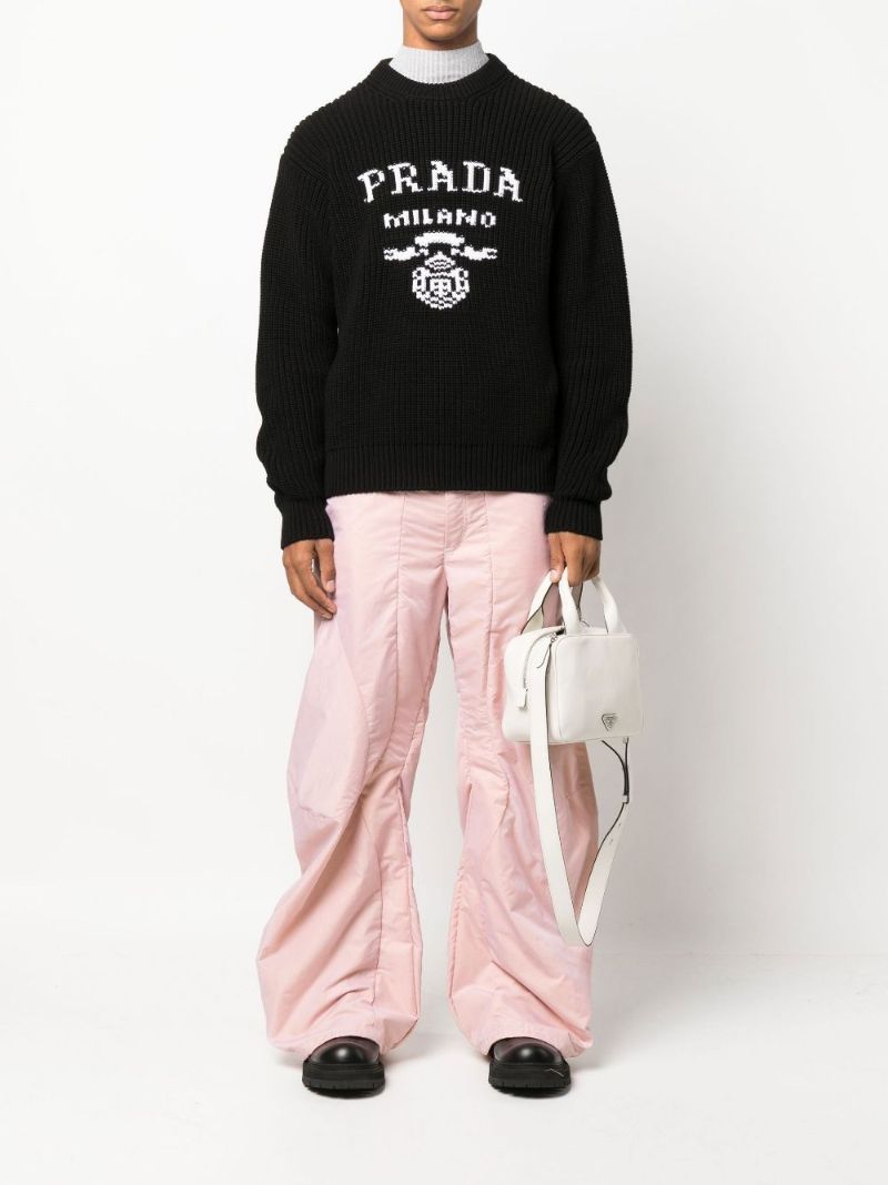 Black Logo Cotton Knit Sweater
