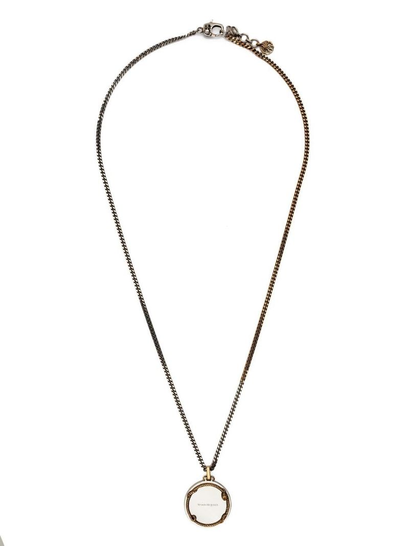 Silver-tone Snake Medall Pendant Necklace