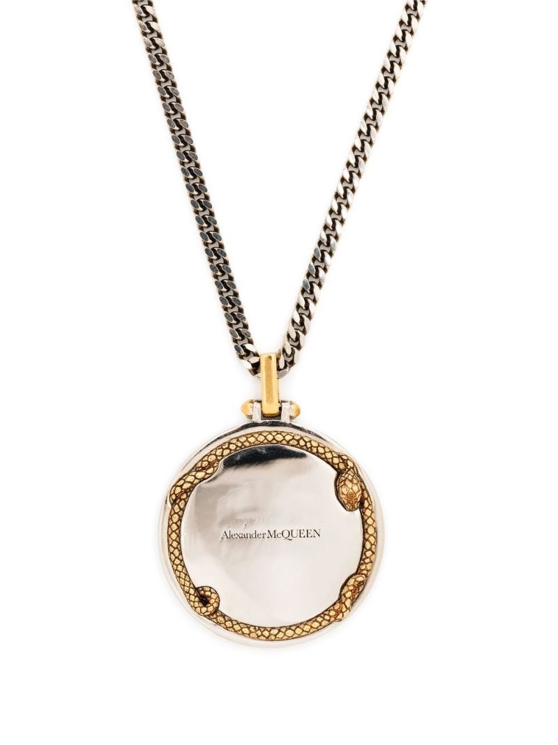 Silver-tone Snake Medall Pendant Necklace
