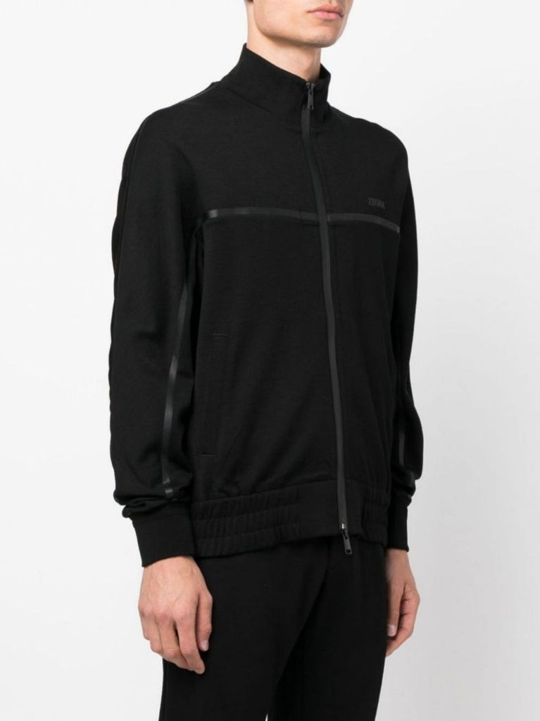Black Logo Zip-up Wool Jacket
