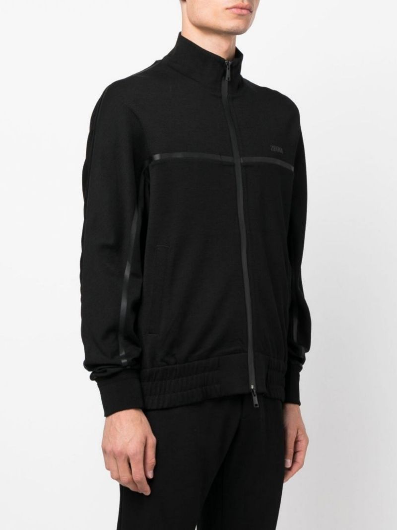 Black Logo Zip-up Wool Jacket