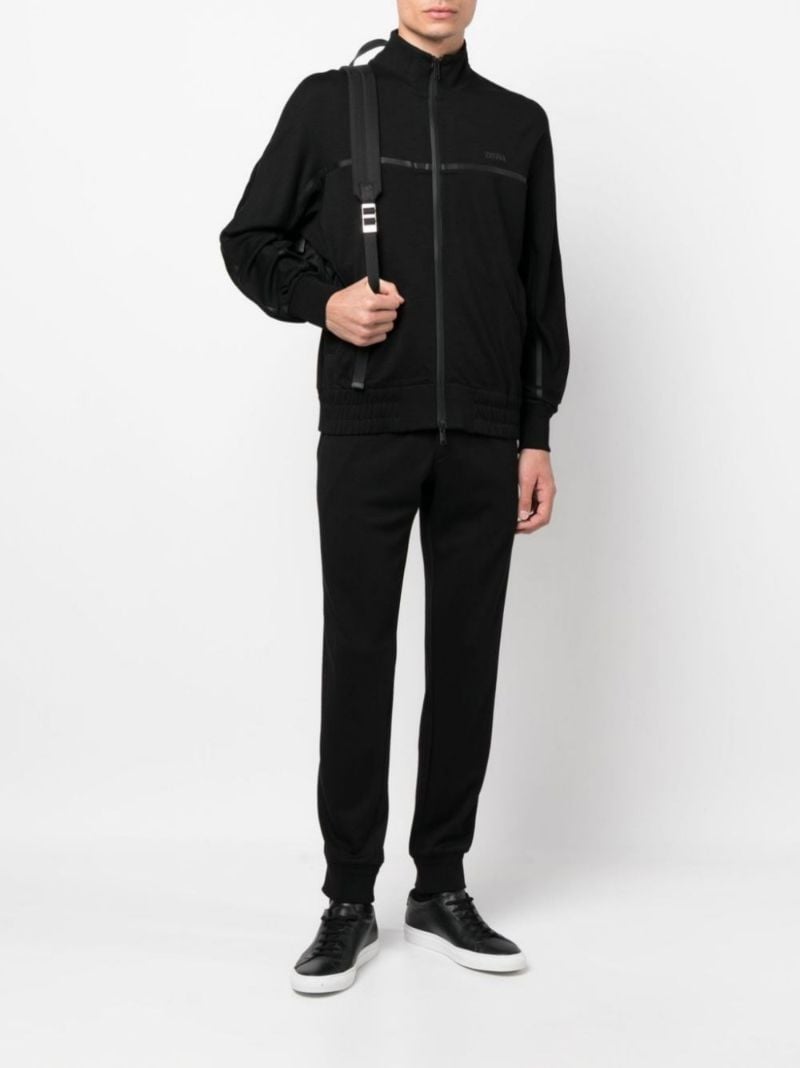 Black Logo Zip-up Wool Jacket