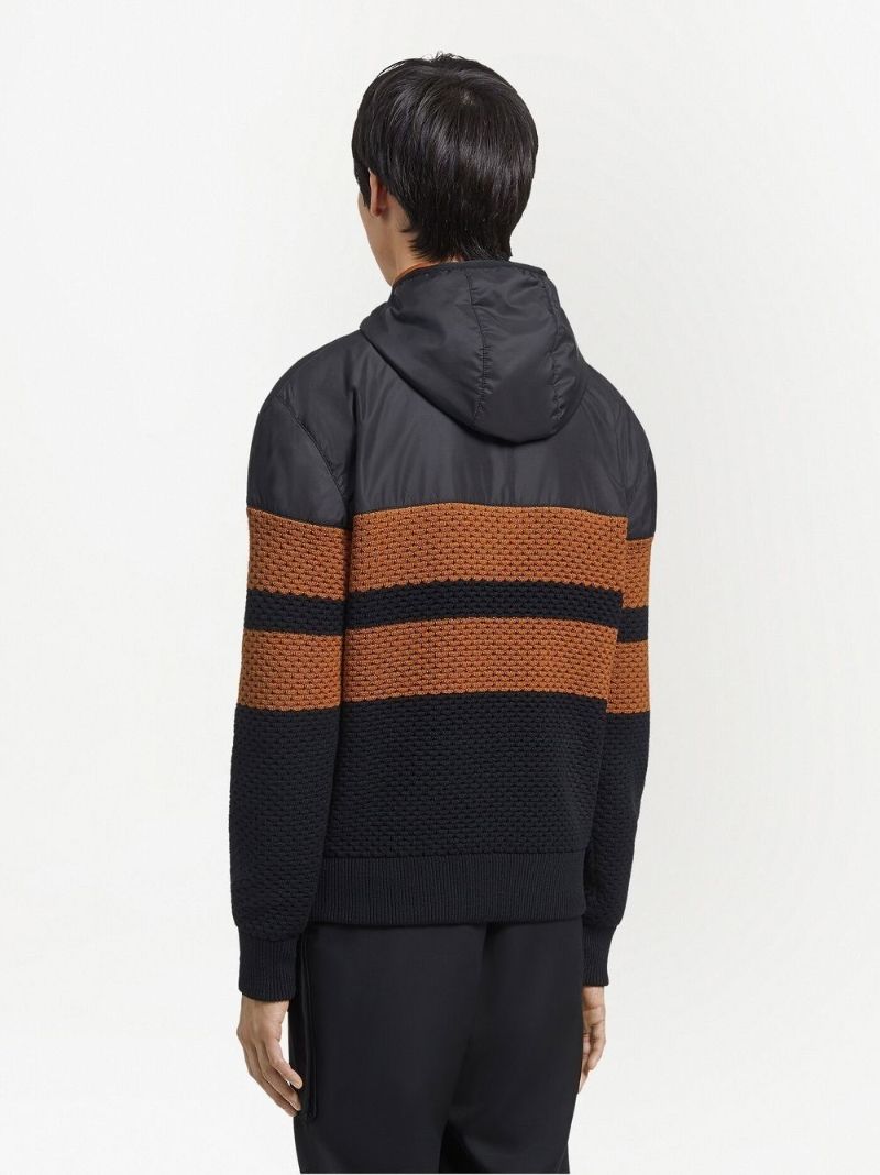 Black Striped Half-zip Hoodie