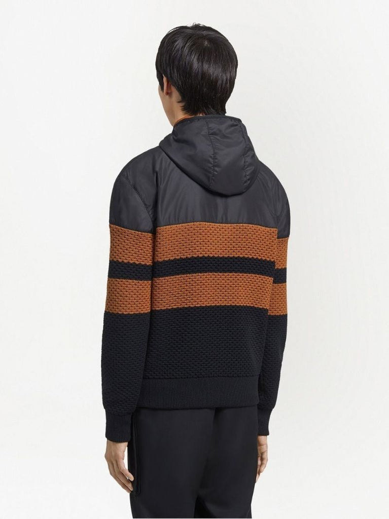 Black Striped Half-zip Hoodie