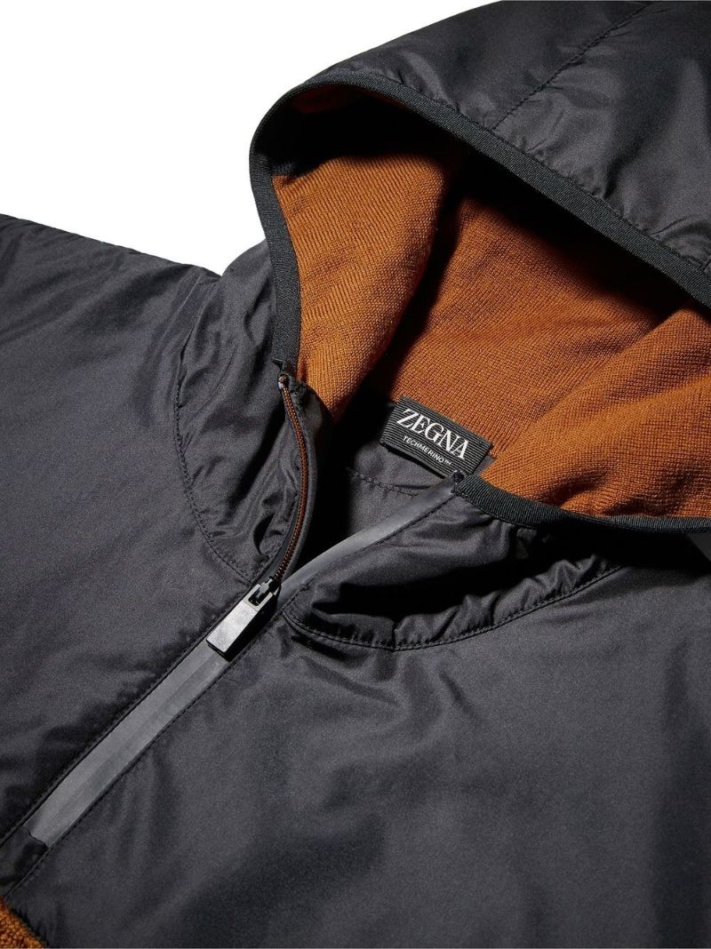 Black Striped Half-zip Hoodie