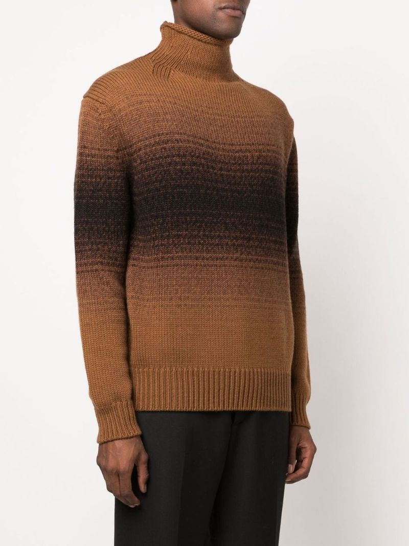 Brown Wool Roll Neck Sweater