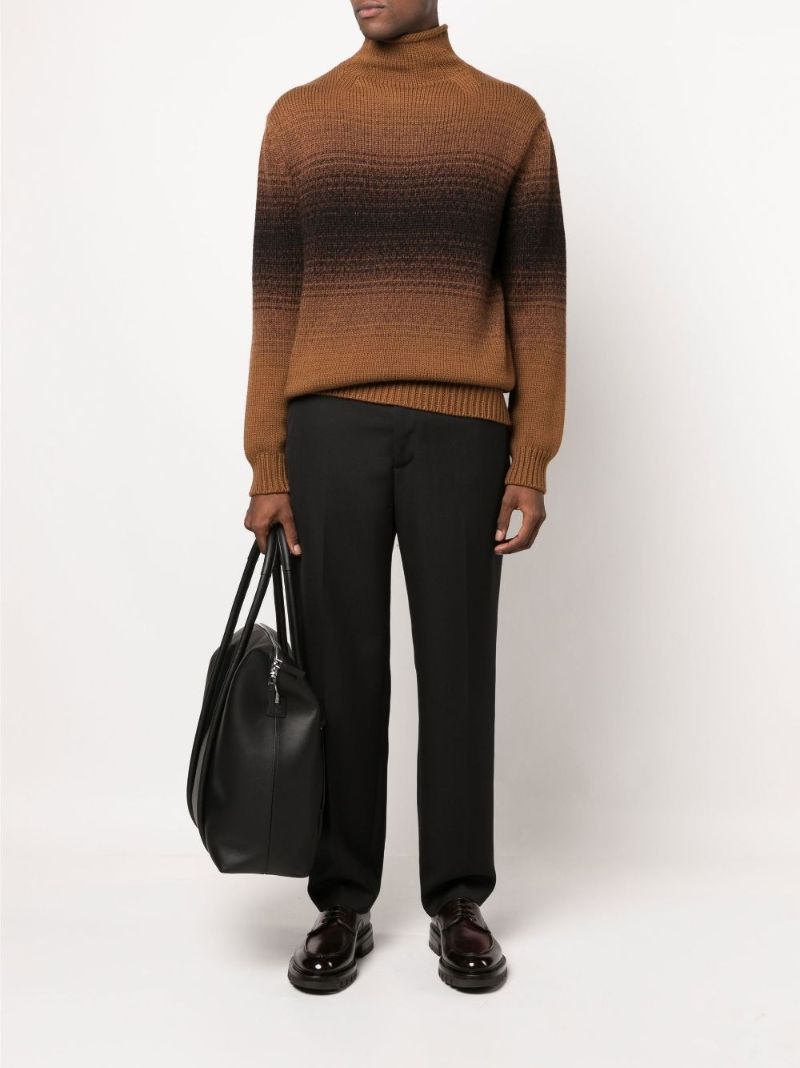 Brown Wool Roll Neck Sweater