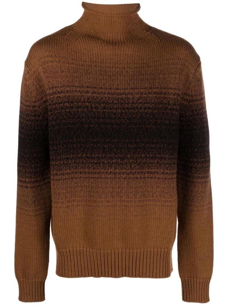 Brown Wool Roll Neck Sweater