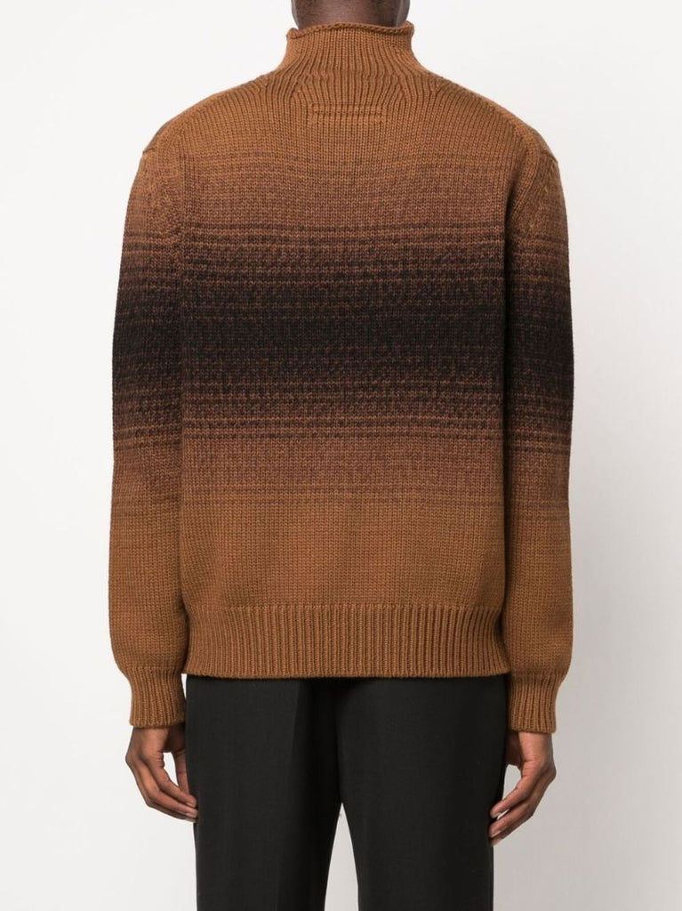 Brown Wool Roll Neck Sweater