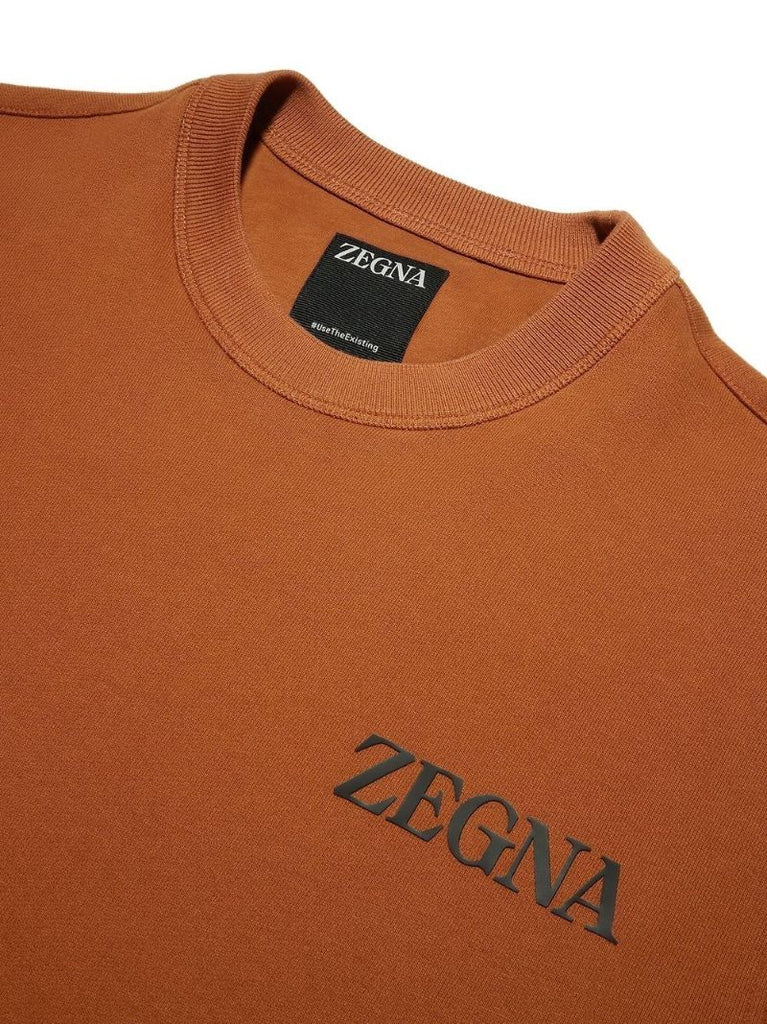 Brown Logo Print Cotton Sweatshirt