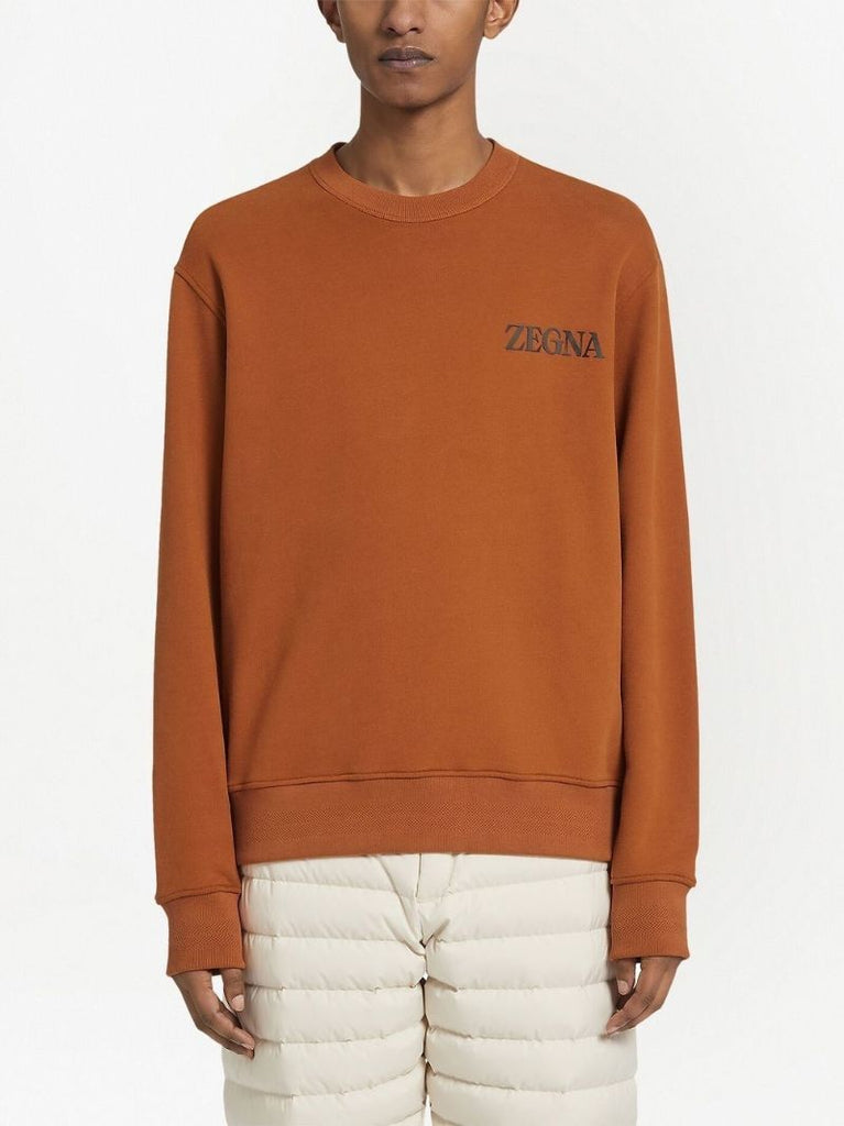 Brown Logo Print Cotton Sweatshirt