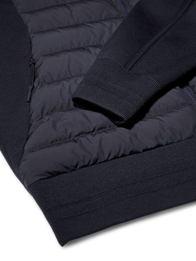 Blue Padded Zip-up Wool Sweater