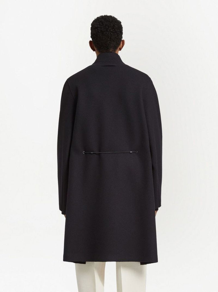Black Tie-detailed Wool Coat