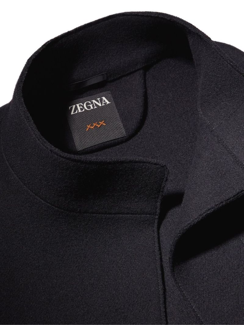 Black Tie-detailed Wool Coat