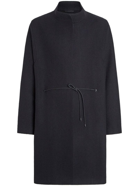 Black Tie-detailed Wool Coat