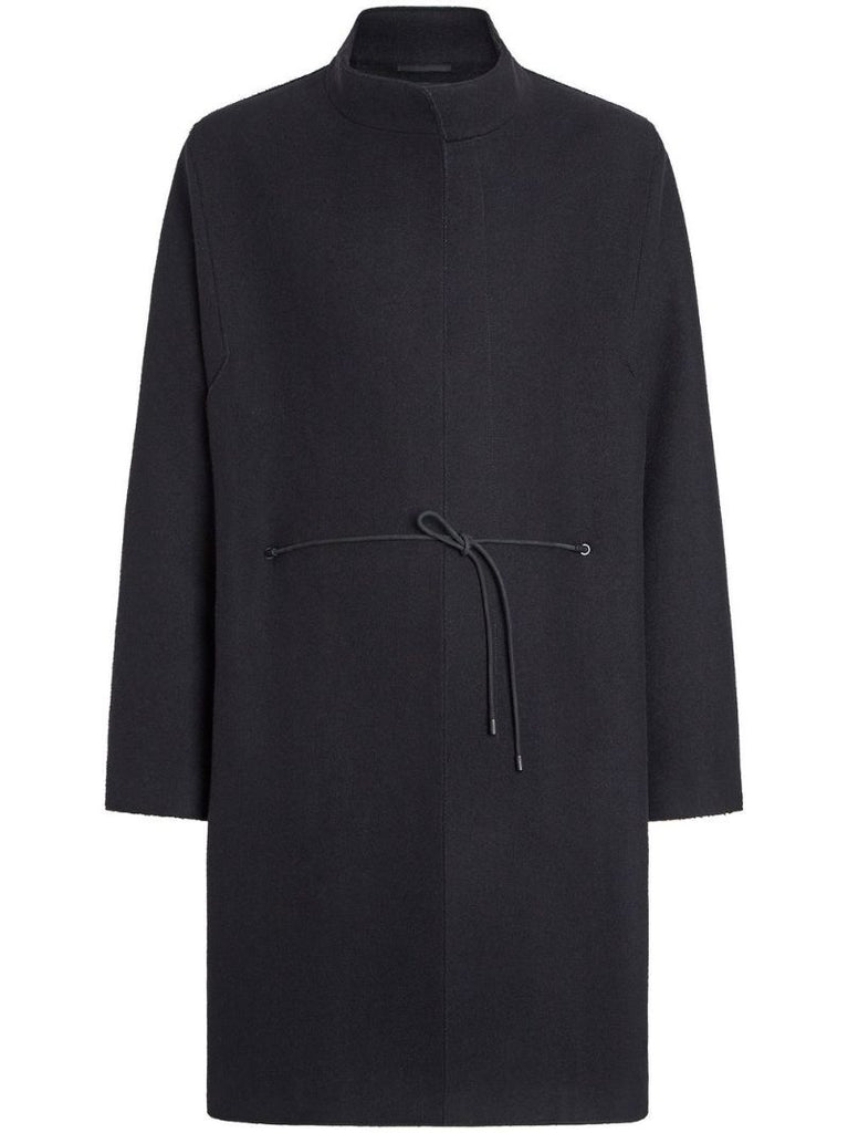 Black Tie-detailed Wool Coat