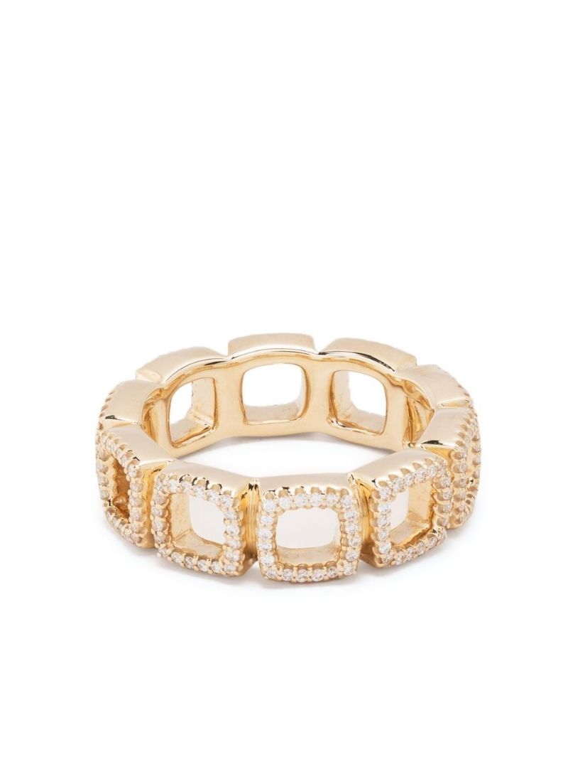 9k Yellow Gold Cushion Band Open Diamond Ring