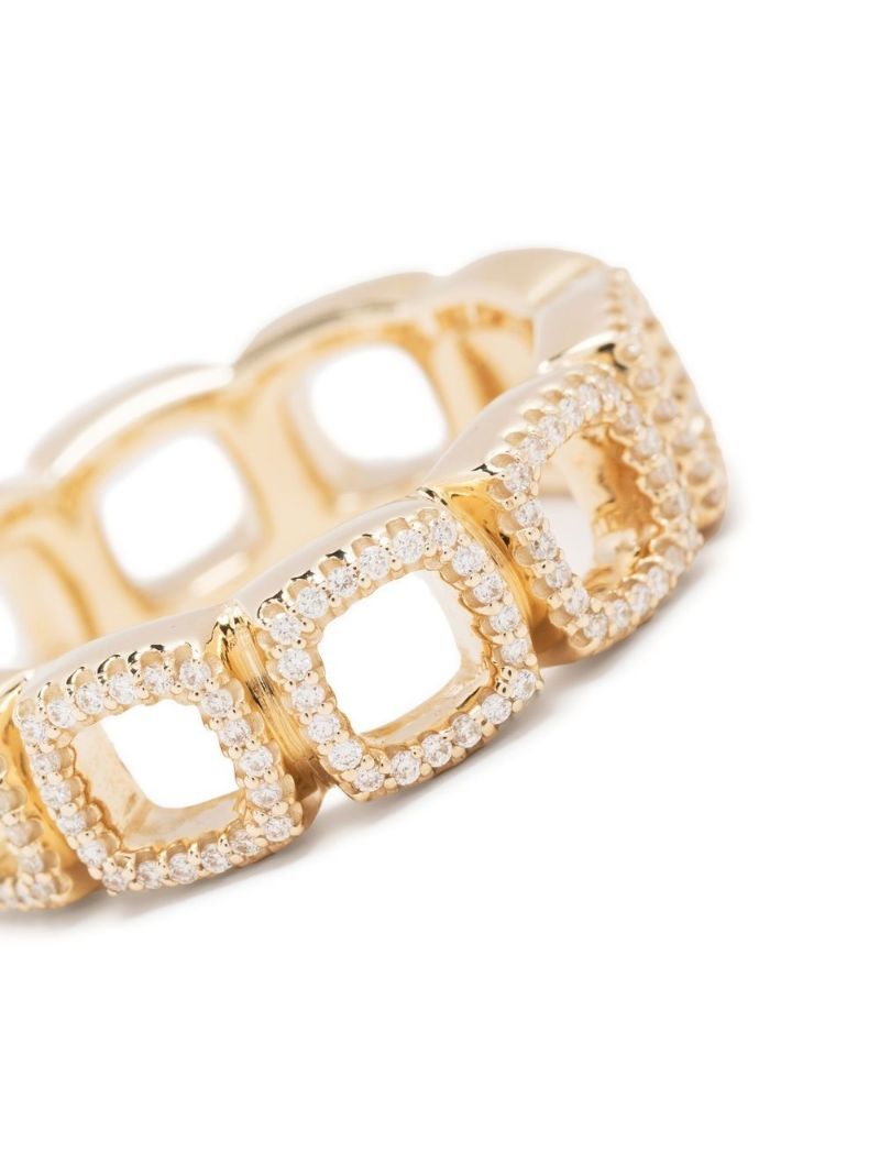 9k Yellow Gold Cushion Band Open Diamond Ring