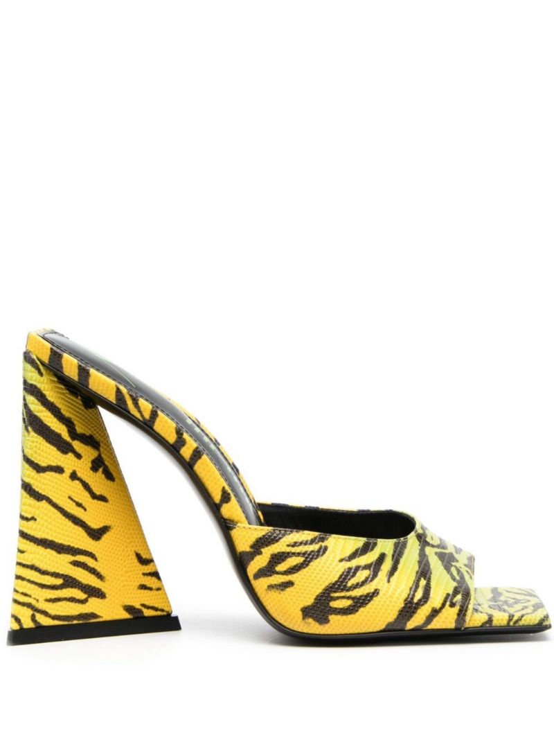 Yellow Devon 115 Tiger Print Leather Mules