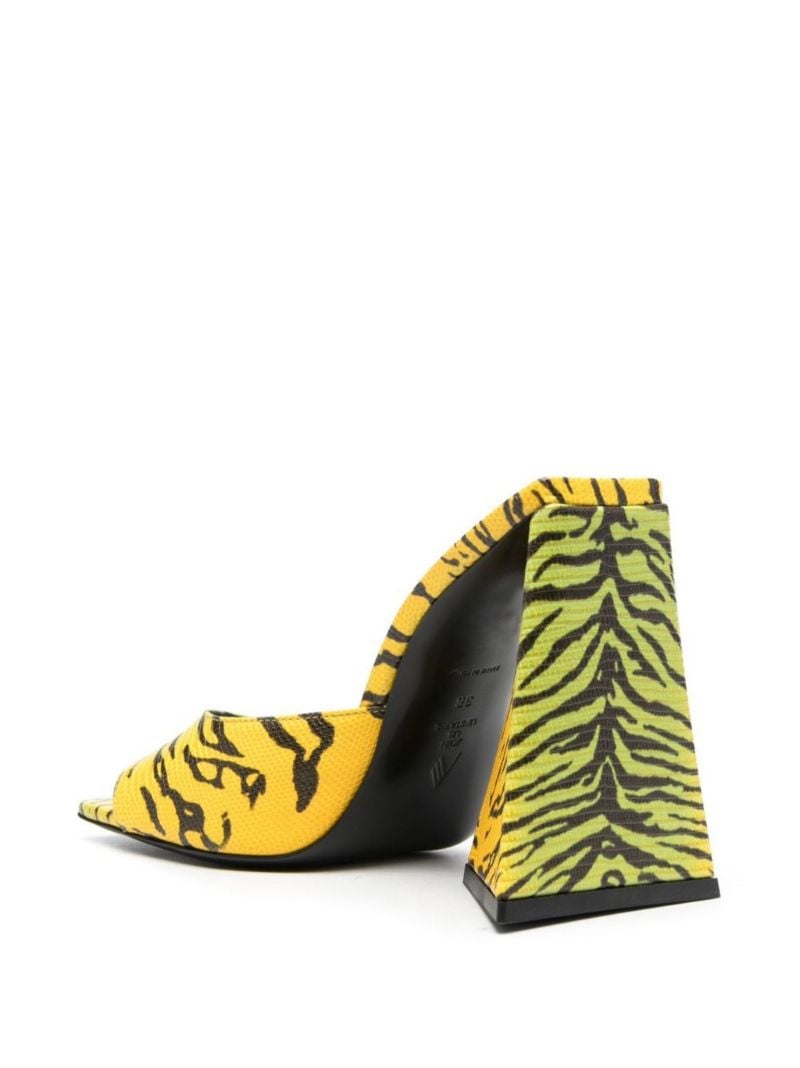 Yellow Devon 115 Tiger Print Leather Mules