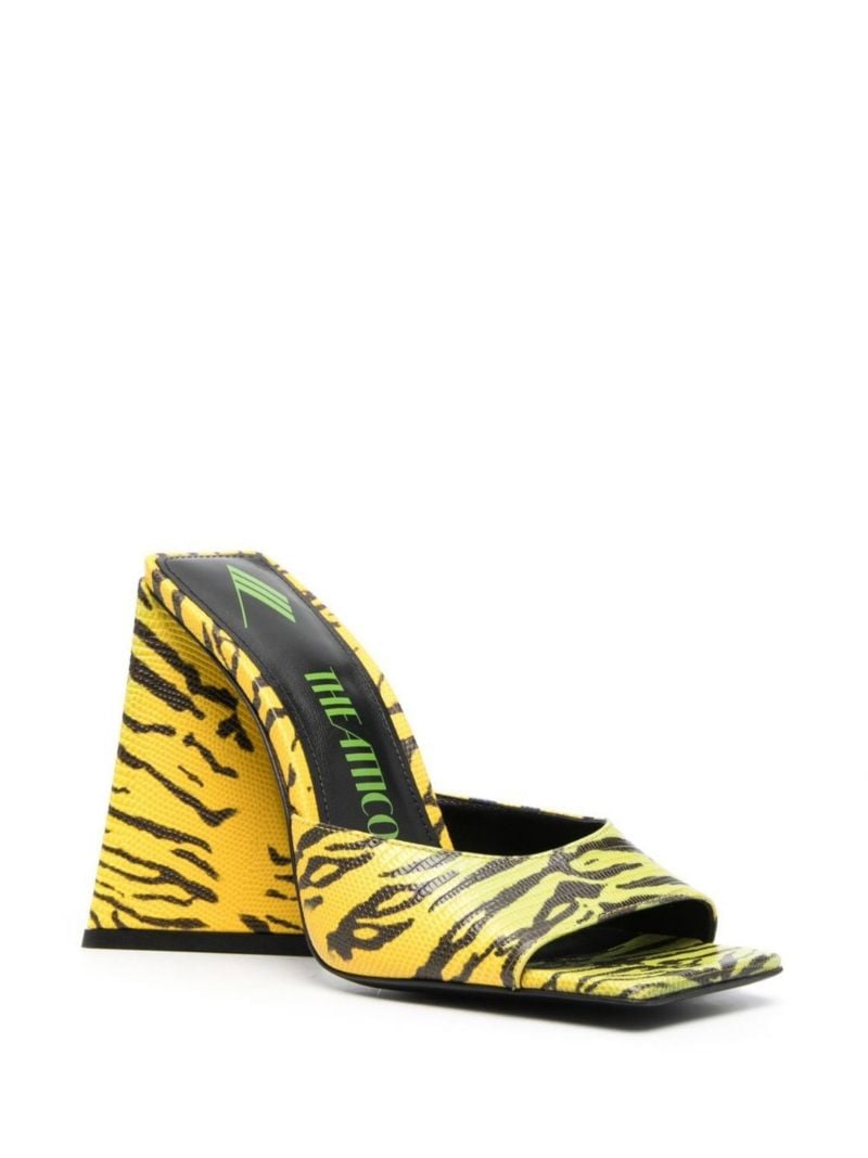 Yellow Devon 115 Tiger Print Leather Mules