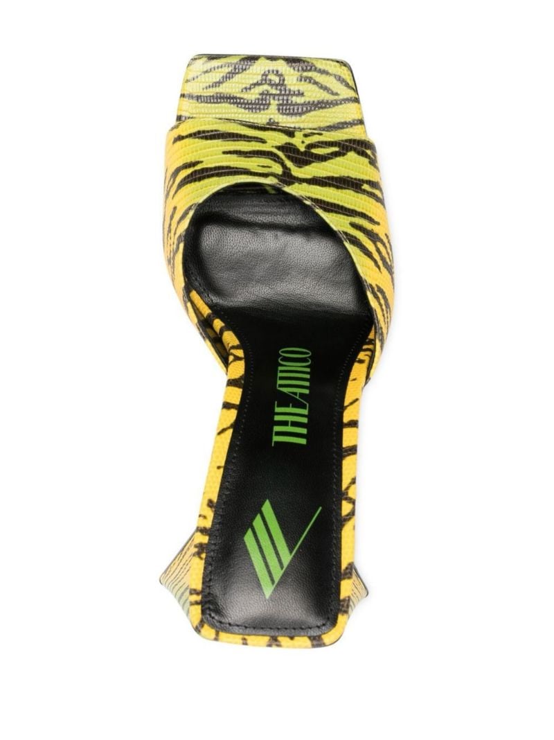 Yellow Devon 115 Tiger Print Leather Mules