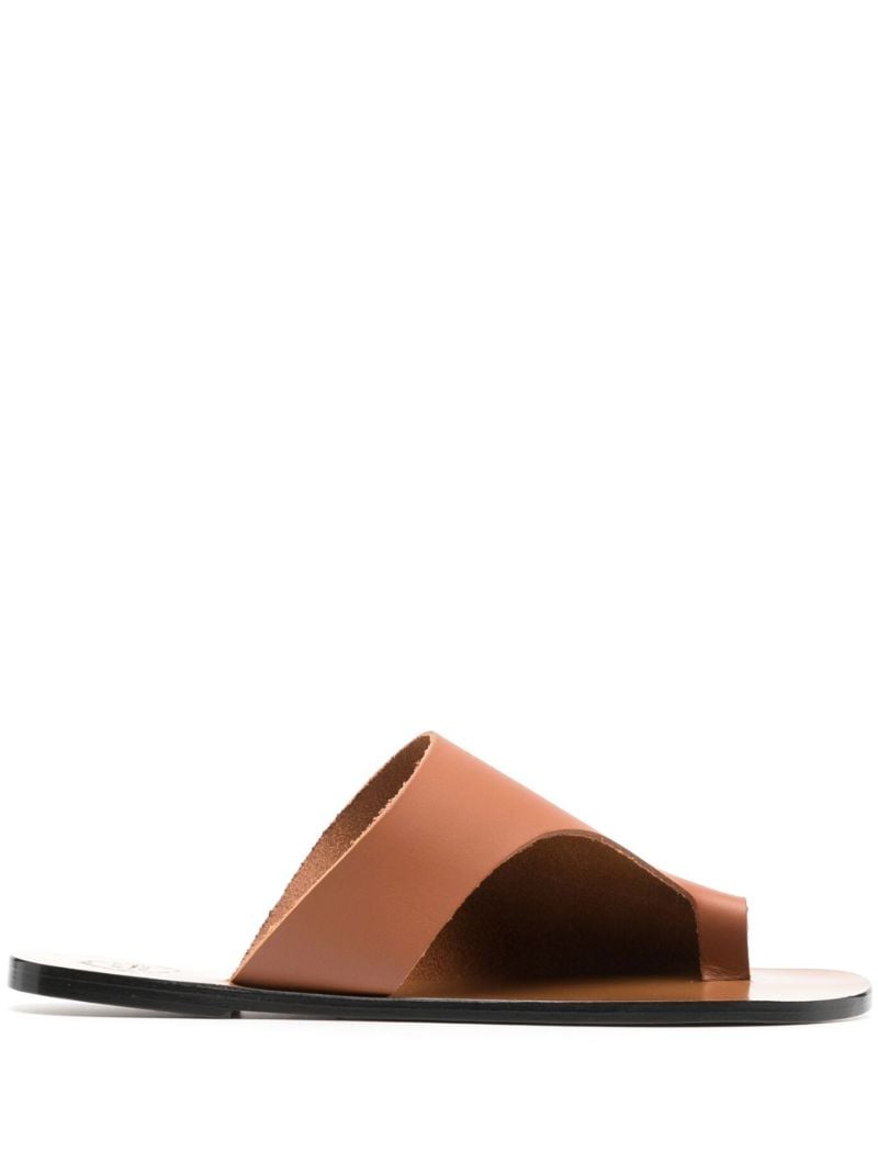 Brown Rosa Cut-out Leather Sandals
