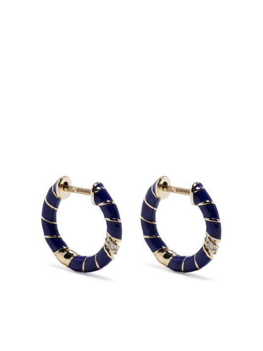 9k Yellow Gold Mini Torsade Diamond Hoop Earrings