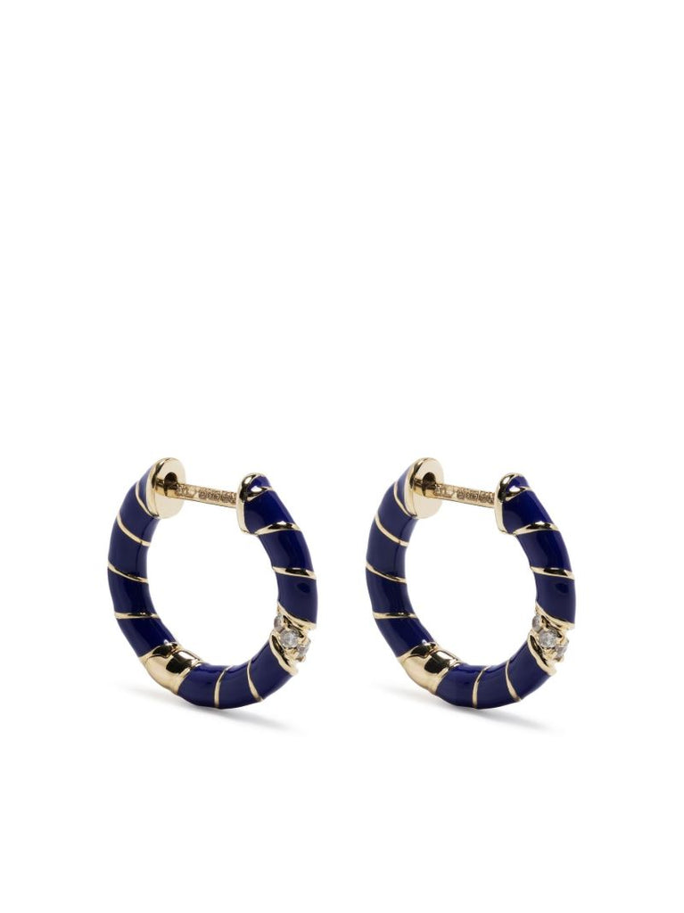 9k Yellow Gold Mini Torsade Diamond Hoop Earrings