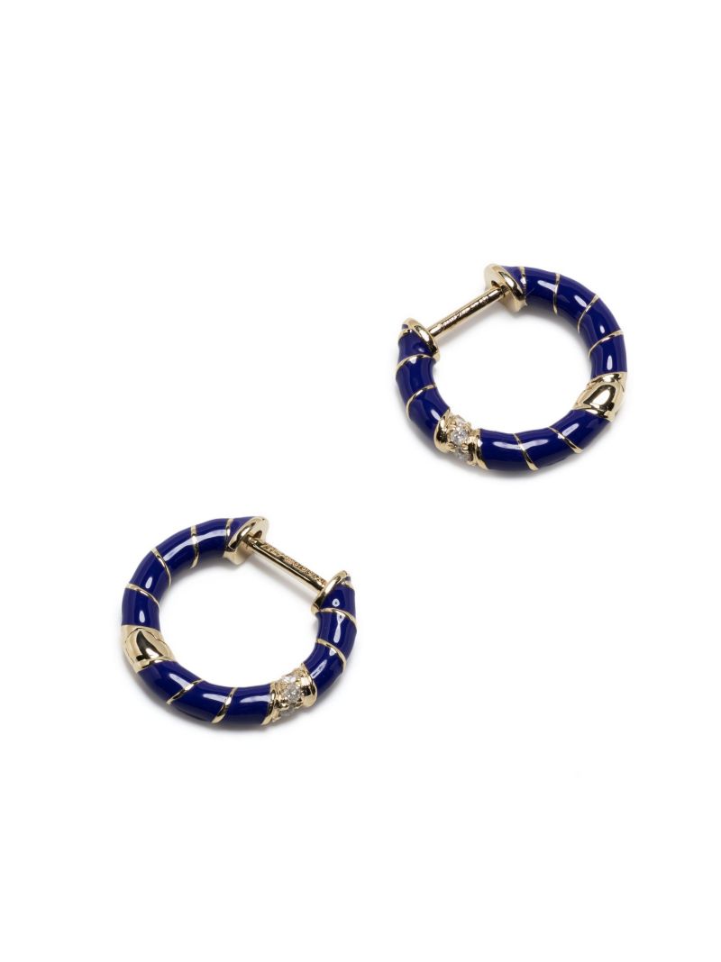 9k Yellow Gold Mini Torsade Diamond Hoop Earrings