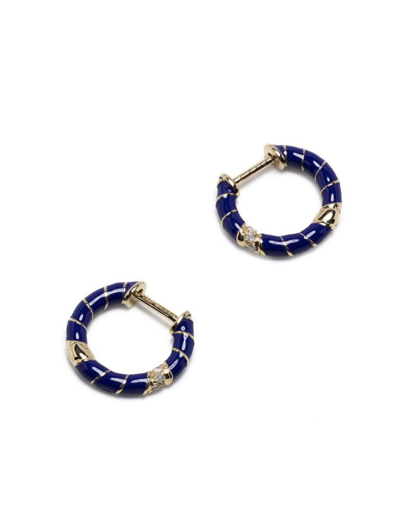 9k Yellow Gold Mini Torsade Diamond Hoop Earrings