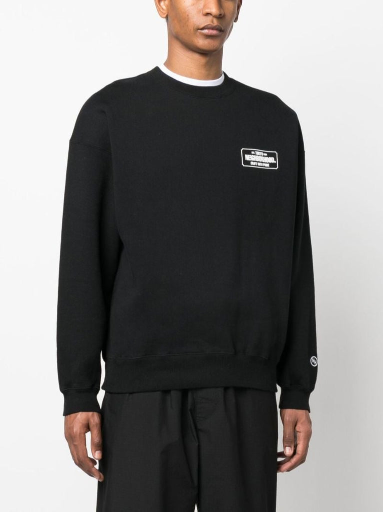 Black Logo Print Cotton Sweatshirt