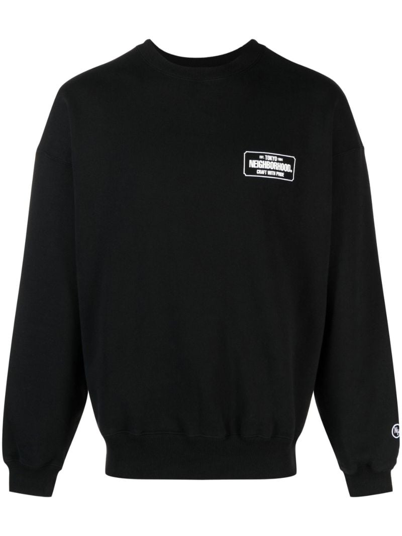 Black Logo Print Cotton Sweatshirt