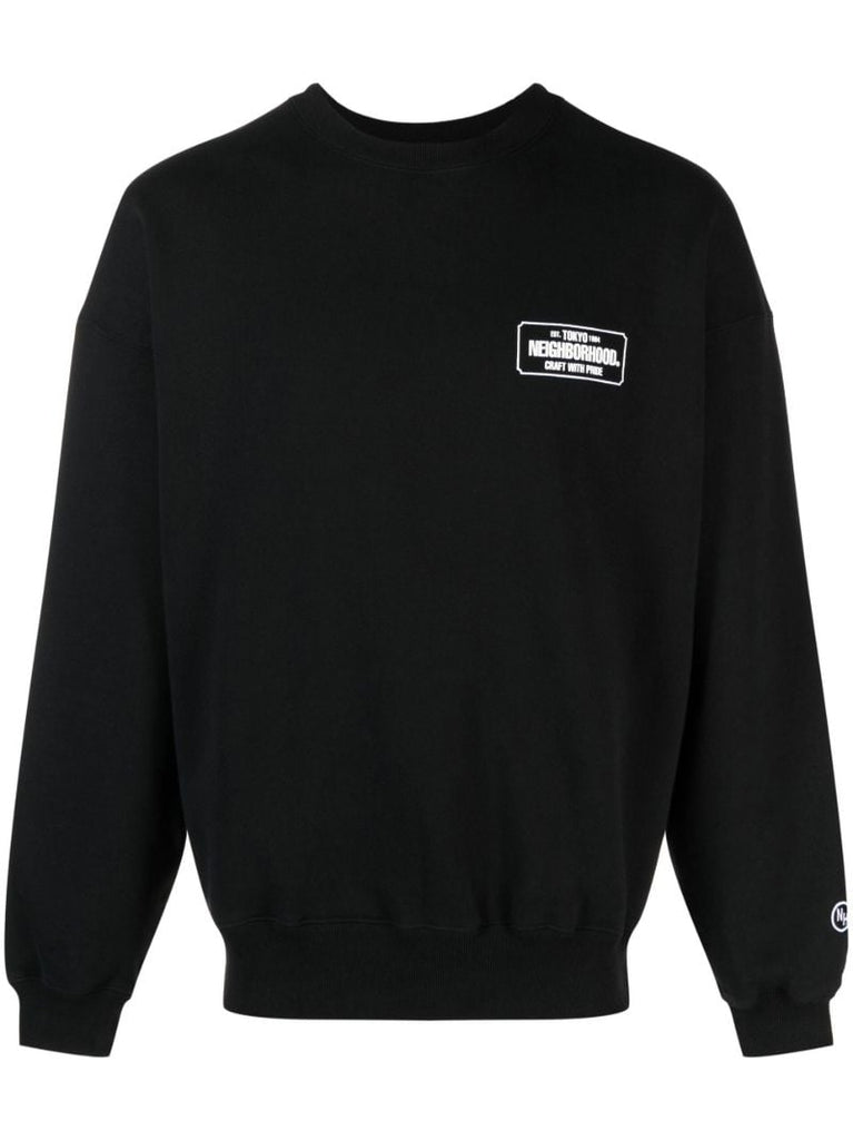 Black Logo Print Cotton Sweatshirt