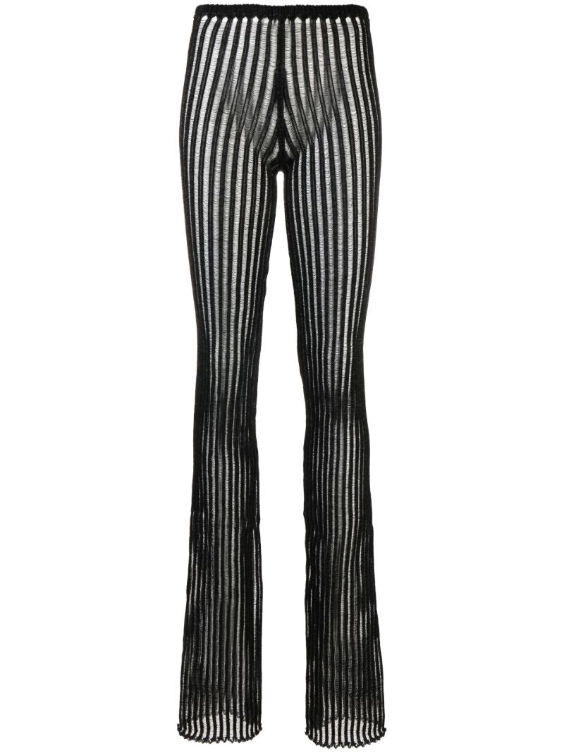 Black Patricia Ribbed Flared Trousers