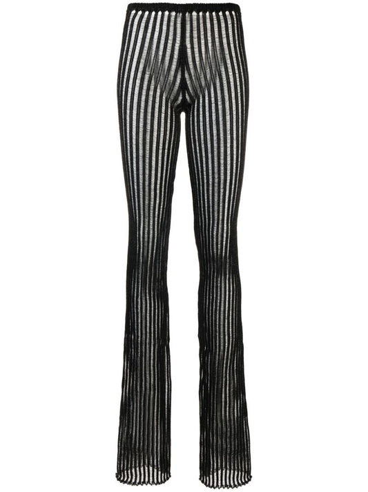 Black Patricia Ribbed Flared Trousers