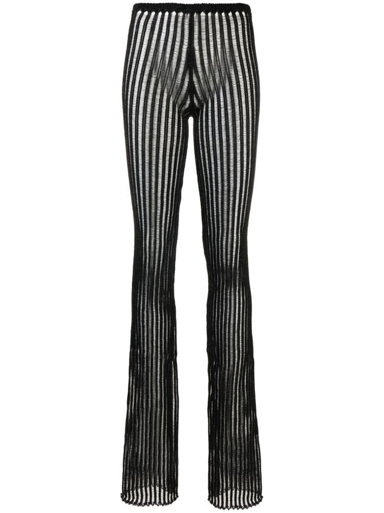 Black Patricia Ribbed Flared Trousers