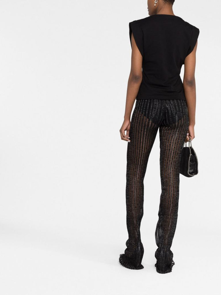 Black Patricia Ribbed Flared Trousers