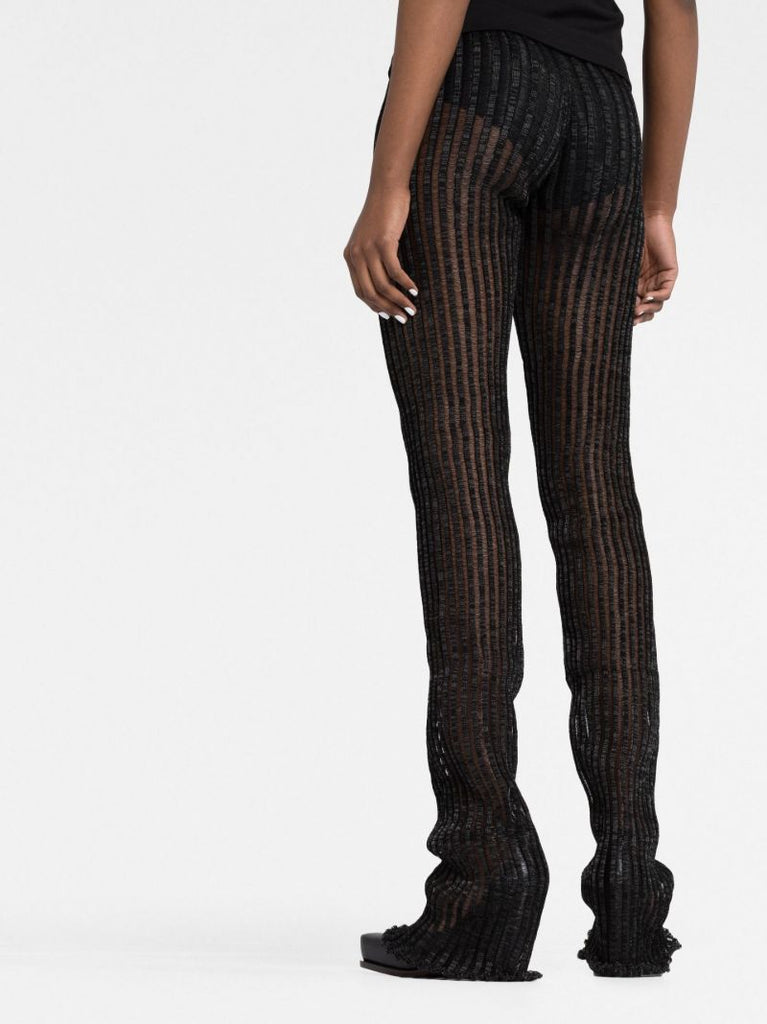Black Patricia Ribbed Flared Trousers
