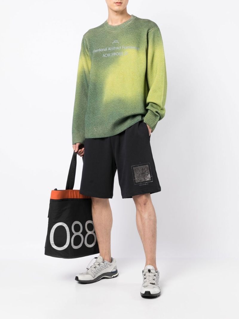 Green Two-tone Knitted Sweater