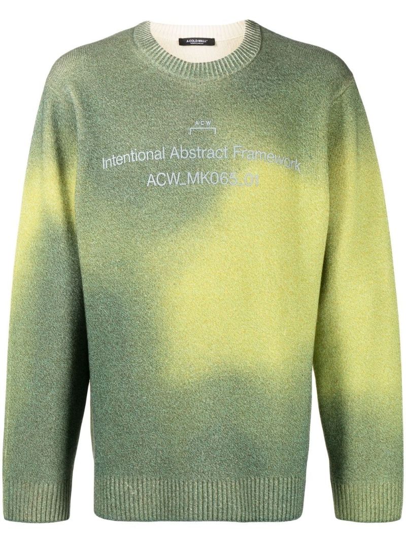 Green Two-tone Knitted Sweater