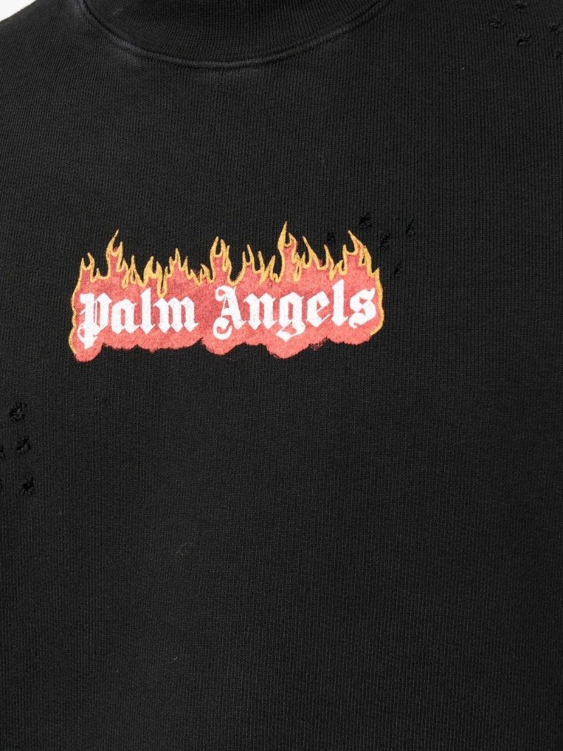 Black Burning Logo Print Cotton Sweatshirt