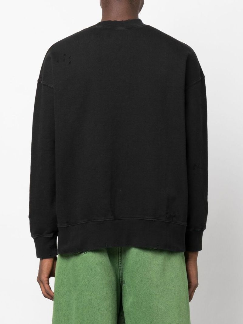 Black Burning Logo Print Cotton Sweatshirt