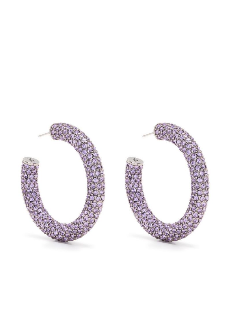 Silver-tone Cameron Medium Crystal Hoop Earrings