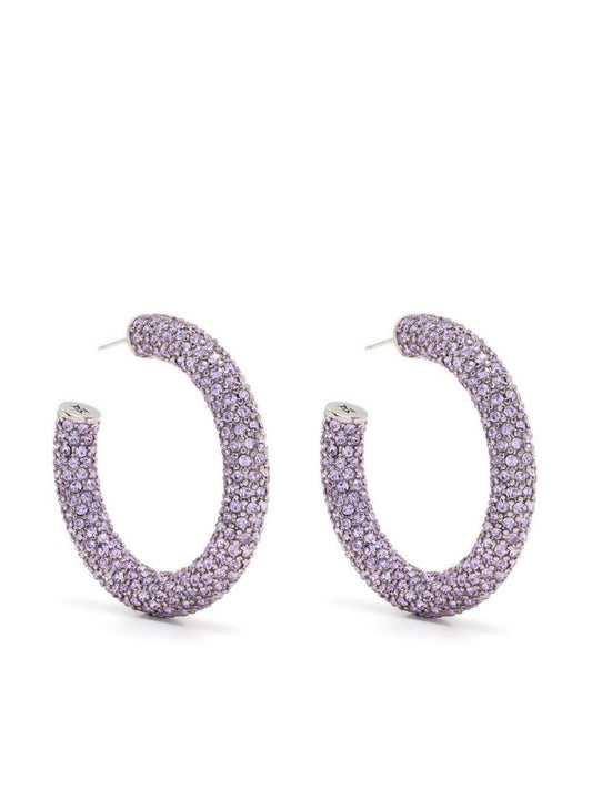 Silver-tone Cameron Medium Crystal Hoop Earrings