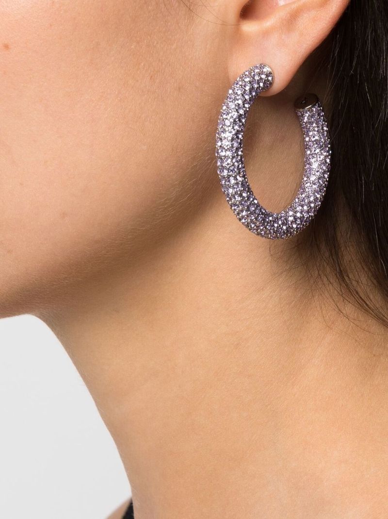Silver-tone Cameron Medium Crystal Hoop Earrings